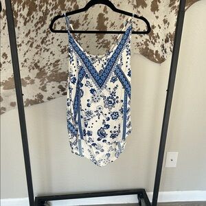 Blue and White Floral Women's Top